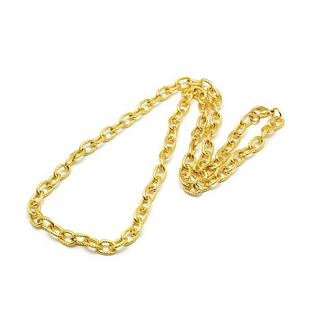 Fashionable 304 Stainless Steel Twisted Grain Cable Chain Necklaces, with Lobster Claw Clasps, Golden, 20 inch~21 inch(50.8~53.3cm)x7mm