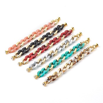 Acrylic & CCB Plastic Curb Chain Phone Case Chain, Anti-Slip Phone Finger Strap, Phone Grip Holder for DIY Phone Case Decoration, Golden, Mixed Color, 18cm