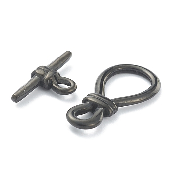 304 Stainless Steel Toggle Clasps, Electrophoresis Black, Bar: 26x13.5x4.5mm, hole: 4x3mm, Clasp: 34x17x4mm, small inner diameter: 5.5x4.5mm, big inner diameter: 17x11.5mm