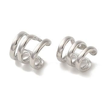 Rack Plating Brass Clip-on Earrings, Long-Lasting Plated, Lead Free & Cadmium Free, Platinum, 13x13.5mm