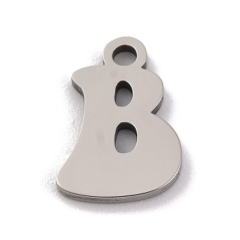 Non-Tarnish 201 Stainless Steel Charms, Laser Cut, Letter Charm, Letter B, 10.5x6.5x1mm, Hole: 1.2mm