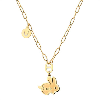 Luck Rabbit Stainless Steel Pendant Necklaces, Golden, 16.14 inch(41cm)