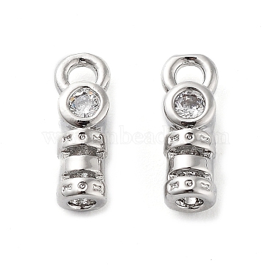 Real Platinum Plated Clear Column Brass Cord Ends