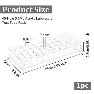 Gradilla para tubos de ensayo de laboratorio de acrílico de 40 orificio y 0.5 ml(AJEW-WH0010-73B)-2