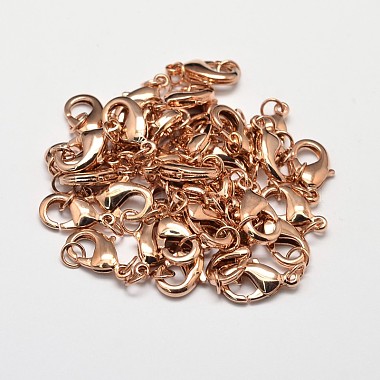 Rack Plating and Vacuum Plating Brass Lobster Claw Clasps for Jewelry Necklace Bracelet Making(KK-I599-12mm-RG-RS)-2