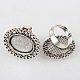 Vintage Adjustable Iron Flower Finger Ring Components Alloy Cabochon Bezel Settings(PALLOY-O036-21AS)-1