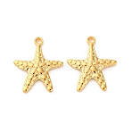 201 Stainless Steel Pendants, Starfish Charm, PVD Vacuum Plating, Real 18K Gold Plated, 22.5x19.5x2.5mm, Hole: 2mm(STAS-C130-16G)