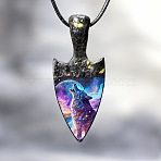 Alloy Pendant Necklace, Arrow Wolf, Violet, 17.72 inch(45cm)(PW-WG3C1E4-01)