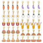 40Pcs 10 Style Alloy Enamel Pendant Decoration, Food, with Alloy Lobster Claw Clasps, Mixed Color, 25~38mm, 4pcs/style(HJEW-HY00062)