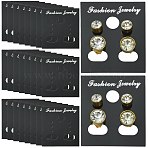 180Pcs Rectangle Plastic Earring Display Cards, Used For Ear Studs, Black, 3.8x3cm(EDIS-FS0001-01A)