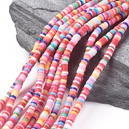 Eco-Friendly Handmade Polymer Clay Beads, for DIY Jewelry Crafts Supplies, Disc/Flat Round, Heishi Beads, Mixed Color, 4x1mm, Hole: 1mm, about 380~400pcs/strand, 17.7 inch(CLAY-R067-4.0mm-M1)