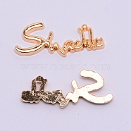 Alloy Cabochons Accessories, DIY for Headwear & Costume Making, Word, Golden, 10x24x1.5mm(PALLOY-WH0072-62G)