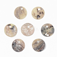 Natural Akoya Shell Charms, Mother of Pearl Shell Charms, Flat Round, PeachPuff, 9x1mm, Hole: 1.4mm(SHEL-R048-027)