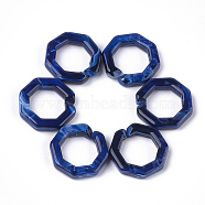 Acrylic Linking Rings, Quick Link Connectors, For Jewelry Chains Making, Imitation Gemstone Style, Octagon, Dark Blue, 25.5x25.5x5.5mm, Hole: 16x16mm, about: 250pcs/500g(OACR-S021-26C)