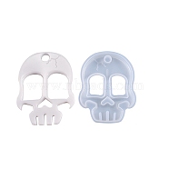 Self Defense Silicone Statue Molds, Resin Casting Molds, for Self Defense Finger Weapons Skull Keychains Molds, White, 85x65x10mm, Hole: 9mm, Inner Diameter: 79x60mm(X-DIY-I036-15)