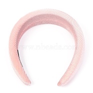 Velvet Hair Bands, with Sponge inside, Grosgrain Pattern, Pink, 15~40mm, Inner Diameter: 140x115mm(OHAR-O018-02B)
