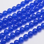 Natural & Dyed Malaysia Jade Bead Strands, Round, Blue, 10mm, Hole: 1.0mm, about 38pcs/strand, 15 inch(X-G-A146-10mm-A21)