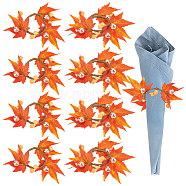 Gorgecraft 8Pcs Maple Leaf Cloth Napkin Rings, Napkin Holder Ornament, with Plastic Leaf, for Place Settings, Wedding & Party Decoration, Dark Orange, 140x150x14.5mm(AJEW-GF0005-14)
