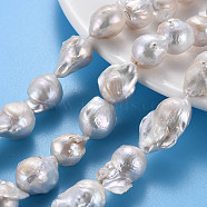 Natural Baroque Pearl Keshi Pearl Beads Strands, Cultured Freshwater Pearl, Nuggets, Seashell Color, 14~27x14~17x12~14mm, Hole: 0.6mm, about 20~22pcs/strand, 15.75 inch(40cm)(PEAR-S019-05B)