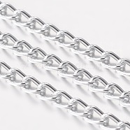 Aluminium Twisted Chains Curb Chains, Unwelded, Oval, Silver, 4.4x2.8x0.8mm(CHA-K2101-1)