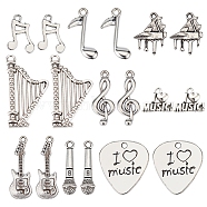 72Pcs 9 Style Tibetan Style Alloy Pendants, Heart with Word I Love Music & Musical Note, Antique Silver, 17~31x7~22.5x1.3~5mm, Hole: 1.5~2.5mm, 8pcs/style(FIND-SC0003-71)