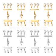 8Pcs 2 Colors 304 Stainless Steel Multi-strand Clasps with Lobster Claw Clasps, Layered Necklaces Clasps, Multiple Necklace Seperator Connectors, Golden & Stainless Steel Color, 59~60x20mm, 4pcs/color(FIND-UN0001-65)