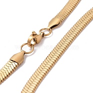 Vacuum Plating 304 Stainless Steel Snake Chains Necklaces, with Lobster Clasps, Golden, 17.7 inch(45cm), 6x1mm(X-NJEW-O058-31G)