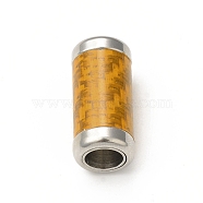 303 Stainless Steel Magnetic Clasps, Column, Stainless Steel Color, Gold, 21x10x10mm, Inner Diameter: 6mm and 7mm, Small Column: 9x7mm, Inner Diameter: 6mm(STAS-A074-01D)
