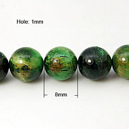 Natural Green Tiger Eye Beads Strands, Dyed & Heated, Round, Green, 8mm(X-G-G099-8mm-6)