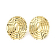 Oval Rack Plating Brass Studs Earrings for Women, Long-Lasting Plated, Lead Free & Cadmium Free, Real 18K Gold Plated, 25x21mm(KK-Z038-22G)