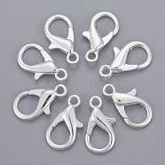 Zinc Alloy Lobster Claw Clasps, Parrot Trigger Clasps, Cadmium Free & Lead Free, Silver, 21x12mm, Hole: 2mm(E107-S)