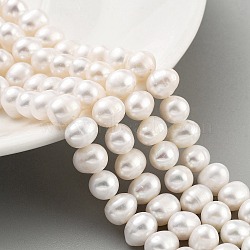 Natural Cultured Freshwater Pearl Beads Strands, Potato, Antique White, 8~9mm, Hole: 0.6mm, about 22~23pcs/strand, 6.50 inch(16.5cm)(PEAR-C003-16C)