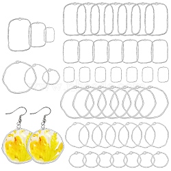 48Pcs 6 Styles Alloy Open Back Bezel Pendants, For DIY UV Resin, Epoxy Resin, Pressed Flower Jewelry, Rectangle & Ring, Platinum, 20.5~46x17~44x1.5~2mm, Hole: 1.2~3x1~1.5mm, 8pcs/style(FIND-CA0008-12)