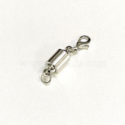 Column Brass Magnetic Clasps Converter, with Lobster Clasp, Nickel Free, Platinum, 12x7x3mm(X-KK-D482-P-NF)