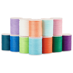 Elite 12 Rolls 12 Colors Round Waxed Polyester Cord, Taiwan Waxed Cord, Twisted Cord, Mixed Color, 1mm, about 12.02 yards(11m)/roll, 1 roll/color(YC-PH0002-40)