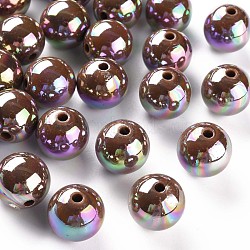 Opaque Acrylic Beads, AB Color Plated, Round, Camel, 16x15mm, Hole: 2.8mm, about 220pcs/500g(MACR-S370-D16mm-A17)