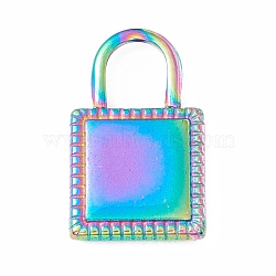 Ion Plating(IP) 304 Stainless Steel Pendants, Padlock, Rainbow Color, 19.5x12x2.5mm, Hole: 6.5x5.5mm(STAS-C049-34M)