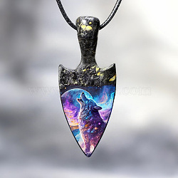 Alloy Pendant Necklace, Arrow Wolf, Violet, 17.72 inch(45cm)(PW-WG3C1E4-01)