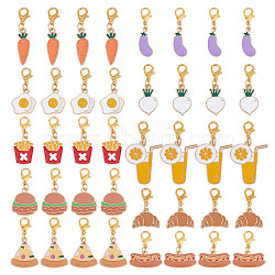 40Pcs 10 Style Alloy Enamel Pendant Decoration, Food, with Alloy Lobster Claw Clasps, Mixed Color, 25~38mm, 4pcs/style(HJEW-HY00062)