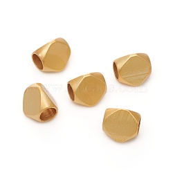Brass Beads, Long-Lasting Plated, Matte Style, Faceted, Real 18K Gold Plated, 6.5x6.5x5.7mm, Hole: 3.5mm(KK-G390-23MG)