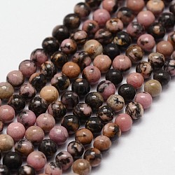 Natural Rhodonite Beads Strands, Round, 3mm, Hole: 0.5mm, about 125pcs/strand(X-G-N0204-01-3mm)