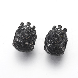 316 Surgical Stainless Steel European Beads, Large Hole Beads, Lion, Gunmetal, 12x8x11mm, Hole: 4.5mm(STAS-E446-12B)