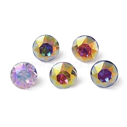 Glass Rhinestone Cabochons, Flat Back & Back Plated, Faceted, Diamond, Mixed Color, 6x4.5mm(RGLA-L029-09A)