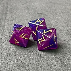 Acrylic Polyhedral Dice, Astrology Dice, for Witchcraft Wiccan Altar Supplies, Purple, 16mm, 3pcs/set(PW-WGF3C45-01)