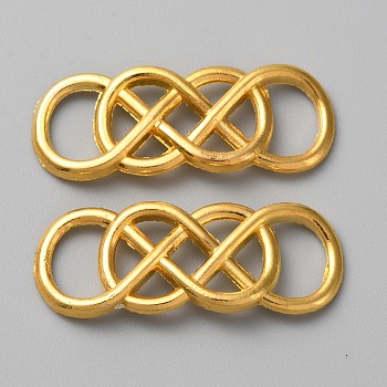 Alloy Filigree Joiners, Interlocking Infinity, Golden, 32.5x12.5x2.5mm