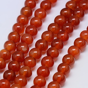 Natural Agate Round Beads Strand, Dyed, Crimson, 8mm, Hole: 1mm, about 48pcs/strand, 15.74 inch
