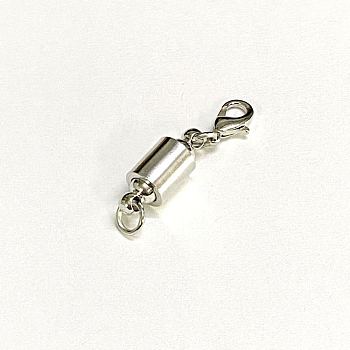 Column Brass Magnetic Clasps Converter, with Lobster Clasp, Nickel Free, Platinum, 12x7x3mm