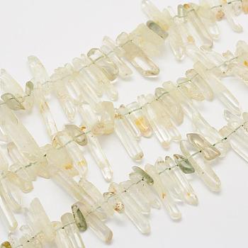 Natural Green Smoky Quartz Beads Strands, Nuggets, 12~40x2~6mm, Hole: 1mm, 15.9 inch(40.4cm)