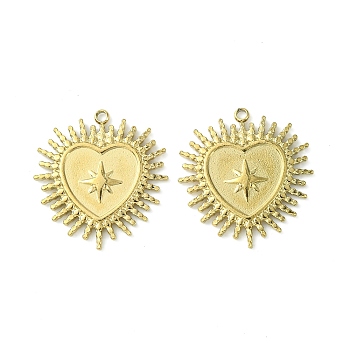 304 Stainless Steel Cabochon Settings for Enamel, Heart with Star, Real 14K Gold Plated, 22.5x20.5x1.8mm, Hole: 1.5mm