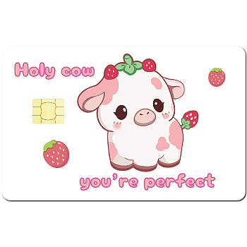 PVC Plastic Waterproof Card Stickers, Self-adhesion Card Skin for Bank Card Decor, Rectangle, Cattle, 186.3x137.3mm